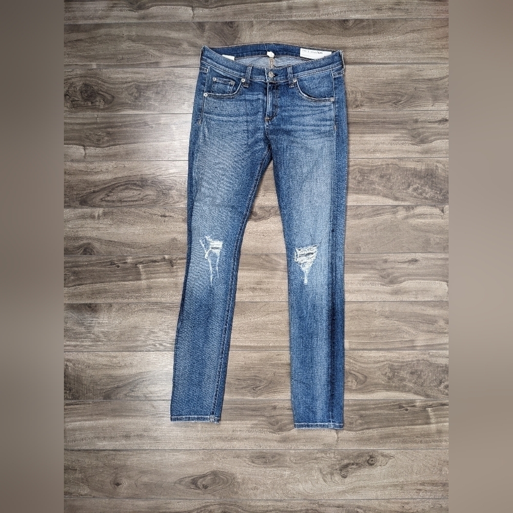 Rag & Bone Mid Rise Skinny Carmine Destroyed Size 26
